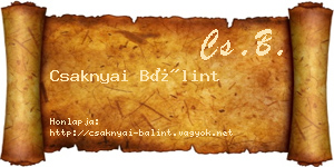 Csaknyai Bálint névjegykártya
